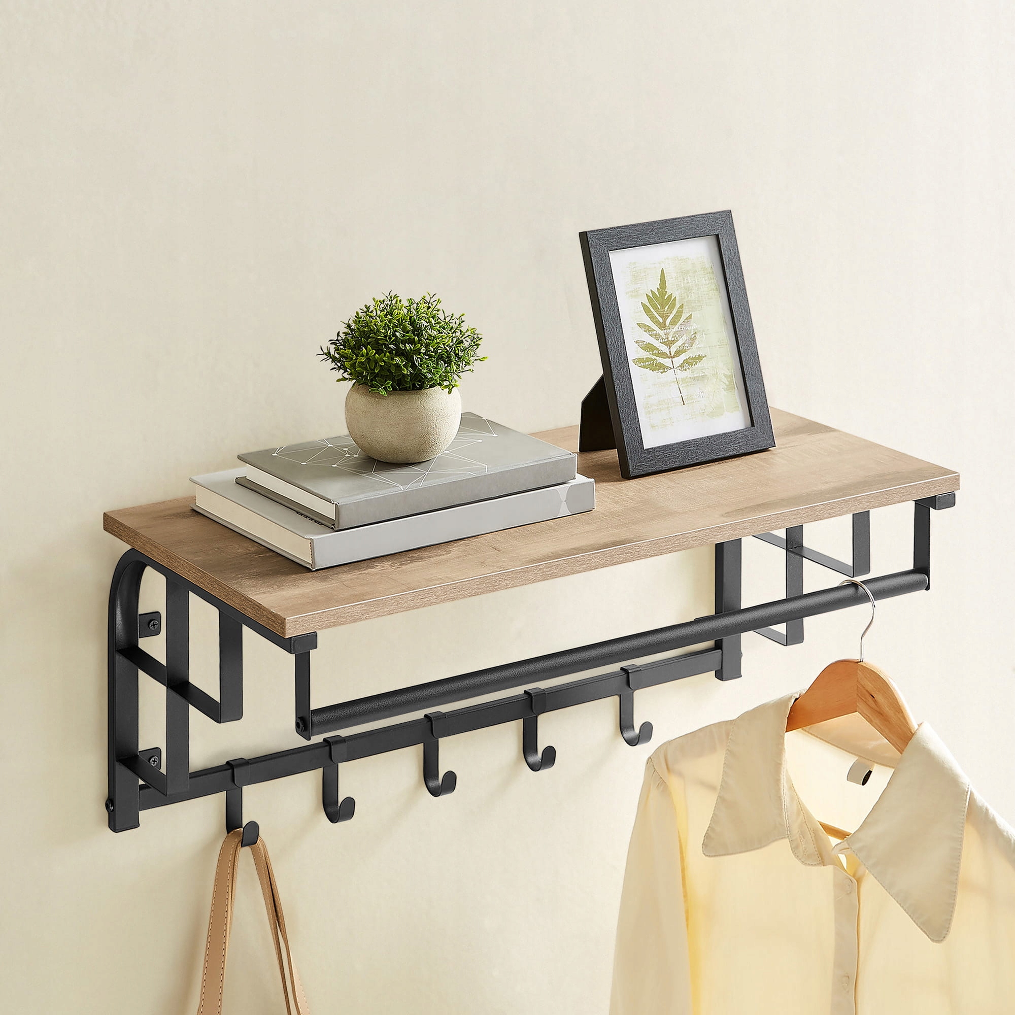 Wieszak ścienny loftowy rustykalny beż Szerokość mebla 66 cm