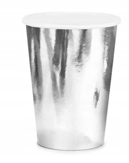 

Kubki papierowe srebrne 250ml 6 szt urodziny