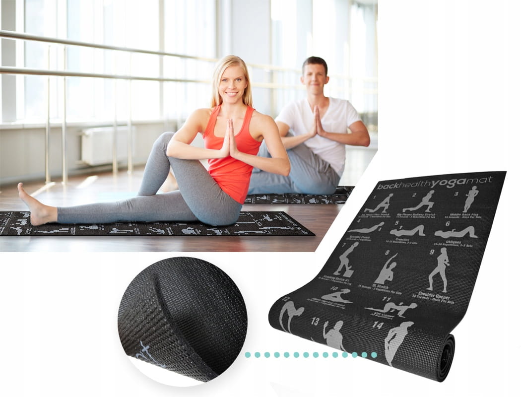Mata do jogi z planem ćwiczeń 28 pozycji Yoga Mat