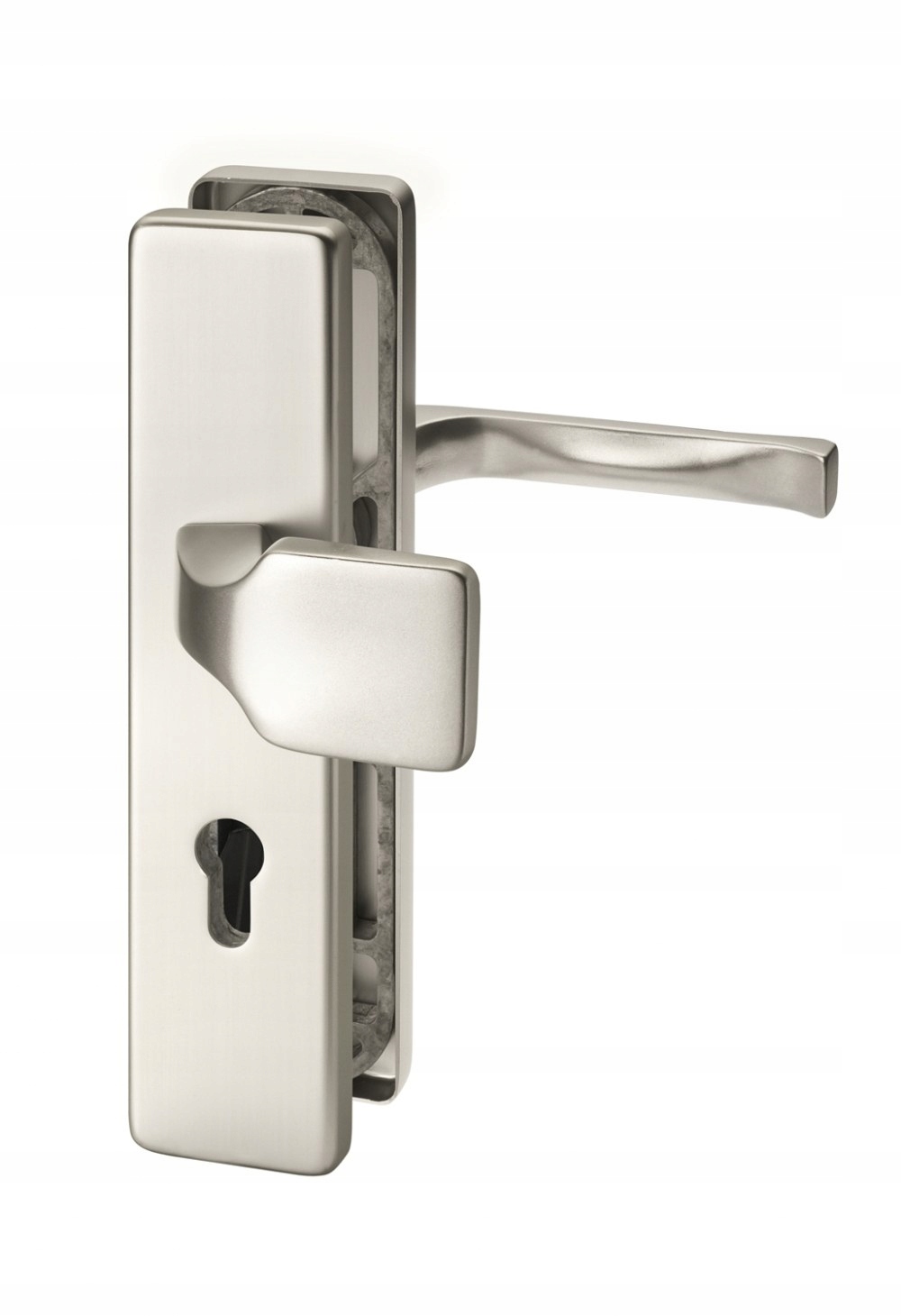 kľučka s gombíkom na dvere proti vlámaniu, strieborný rozstup 92 mm