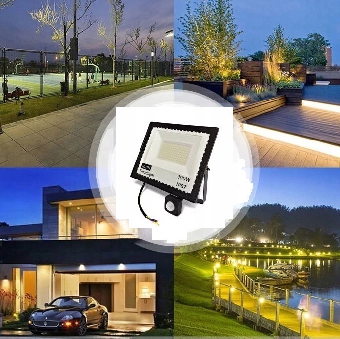 Reflektor halogenowy LED z czujnikiem ruchu o mocy 100W IP Marka bez marki