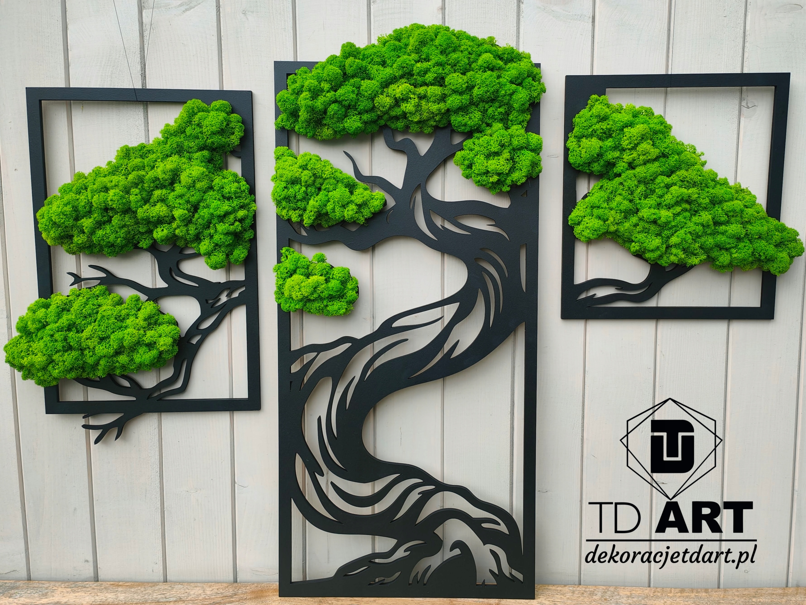 Tryptyk BONSAI DRZEWO 85cm mech chrobotek DEKORACJA Z MCHEM CHROBOTKIEM Marka inna