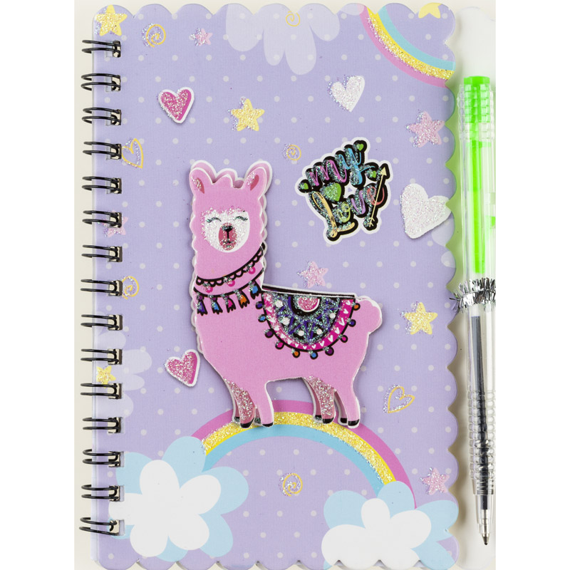 

Notes na spirali z długopisem lama Alpaka Lamy