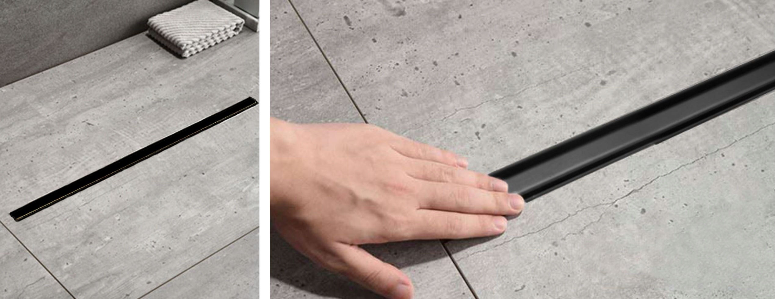 X-HOME ODPŁYW LINIOWY SLIM 100 CZARNY WĄSKI OBROT Głębokość 74 mm