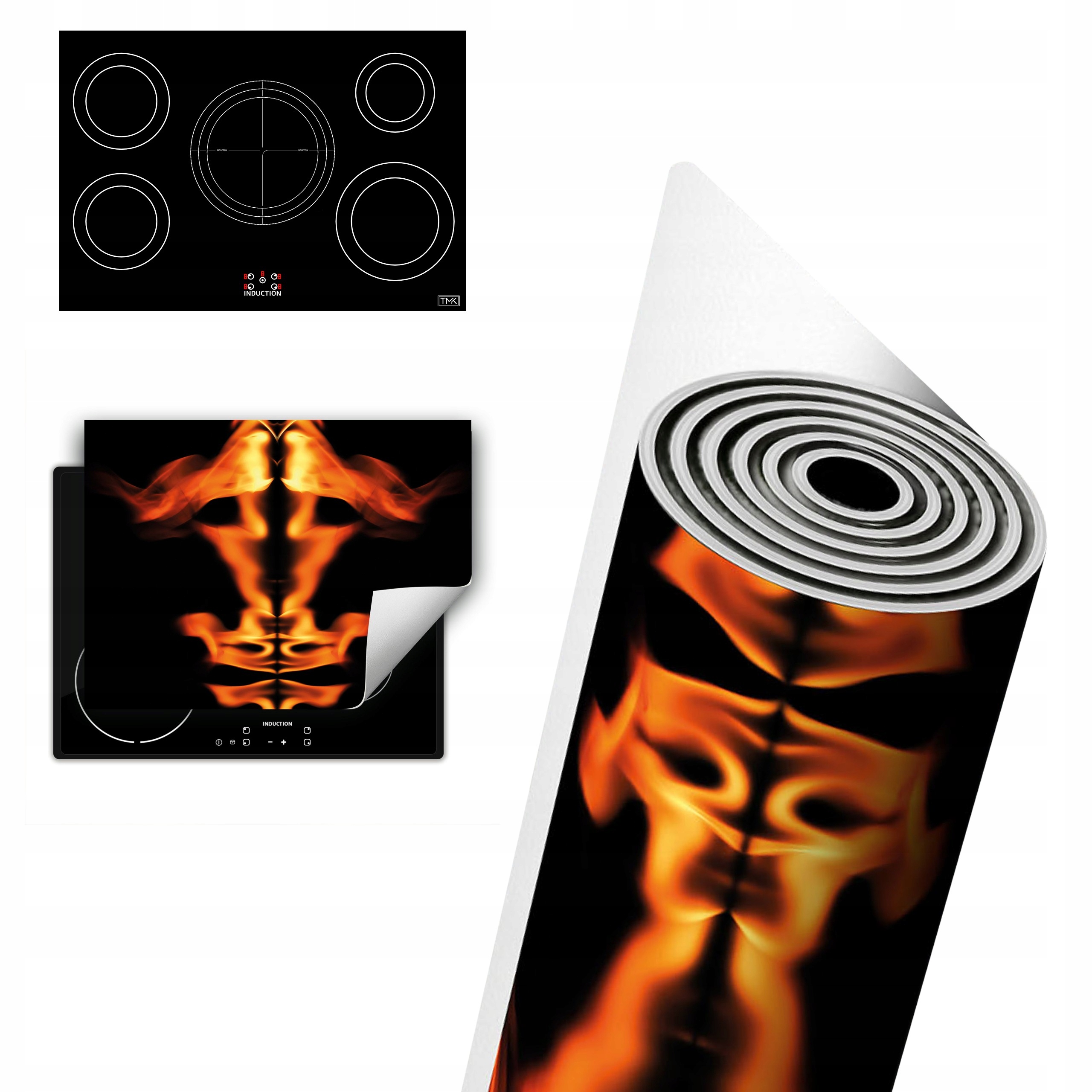 Vinylová Ochranná Deska Na Indukci 80x52 černá oheň