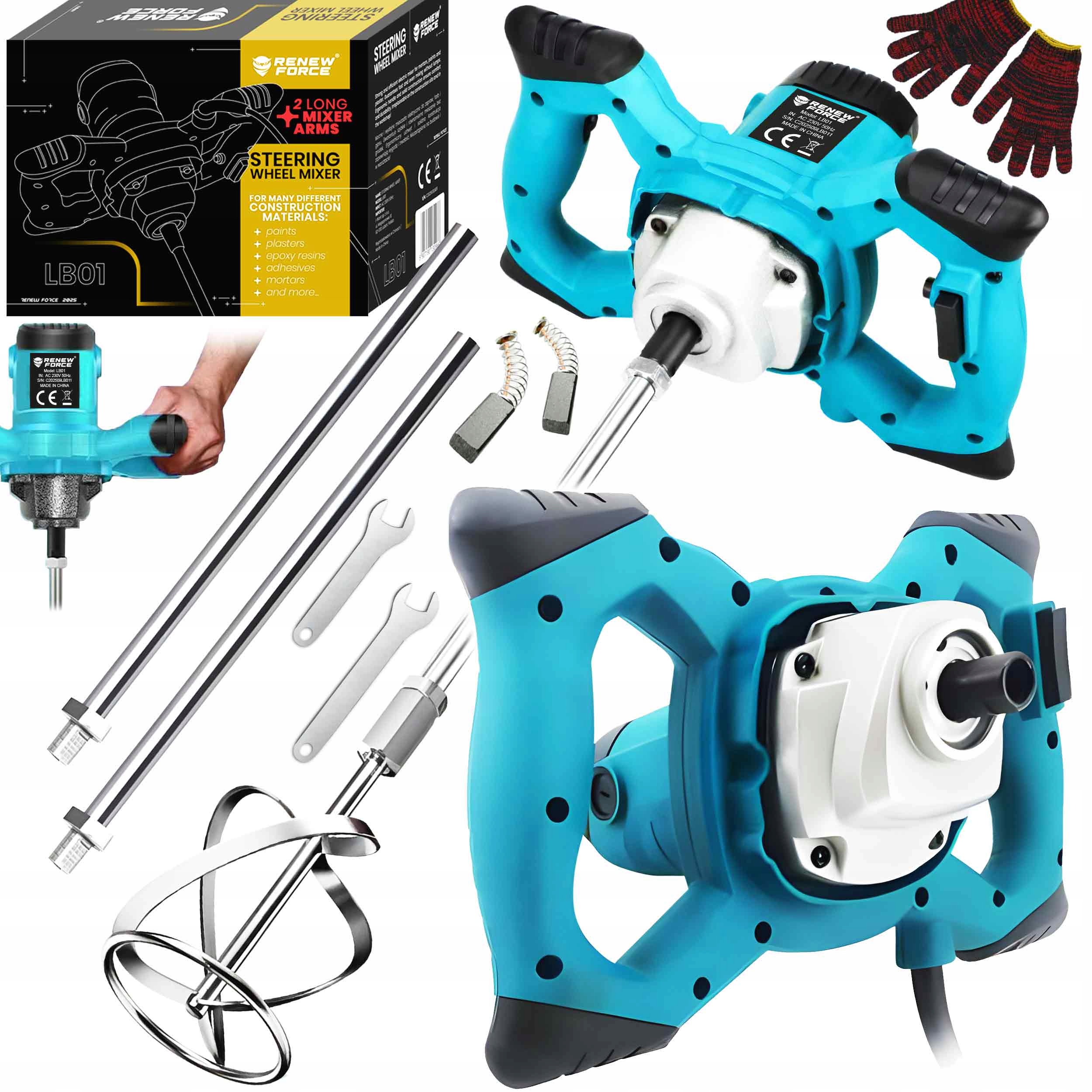 Míchadlo Na Lepidlo Betonu Elektrických Barev 2800W 2x Míchadlo Míchačka XL