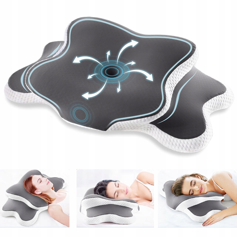 Poduszka ortopedyczna do spania memory motyl 65x40x10CM szary