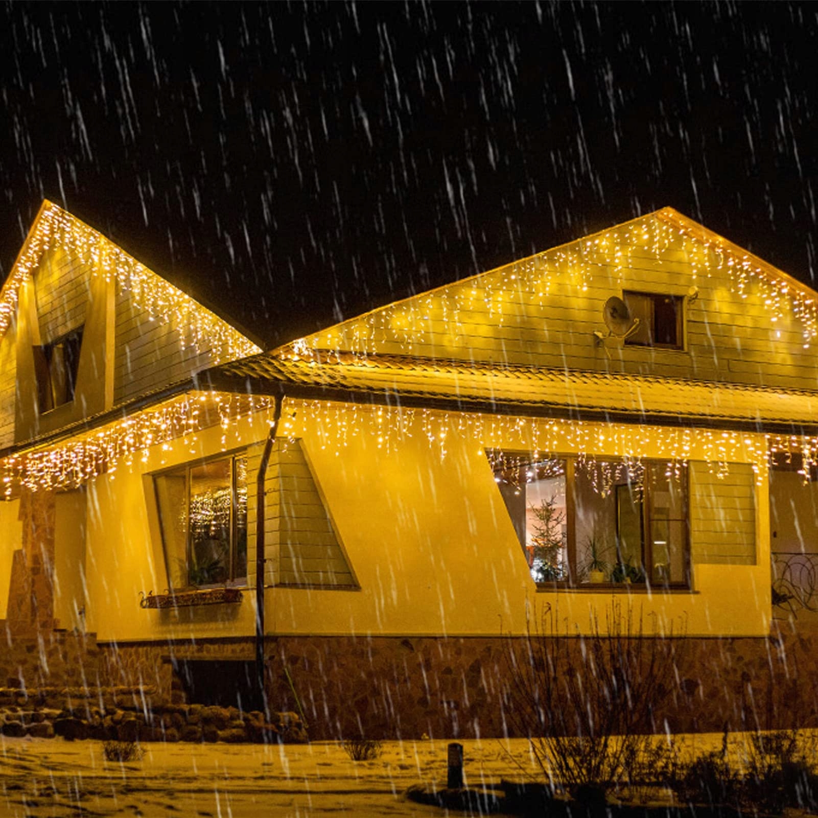 WOWDSGN WODOODPORNE LAMPKI KURTYNA GIRLANDA ŚWIETLNA 15M 66 0LED 8 Trybów — miniatura 4
