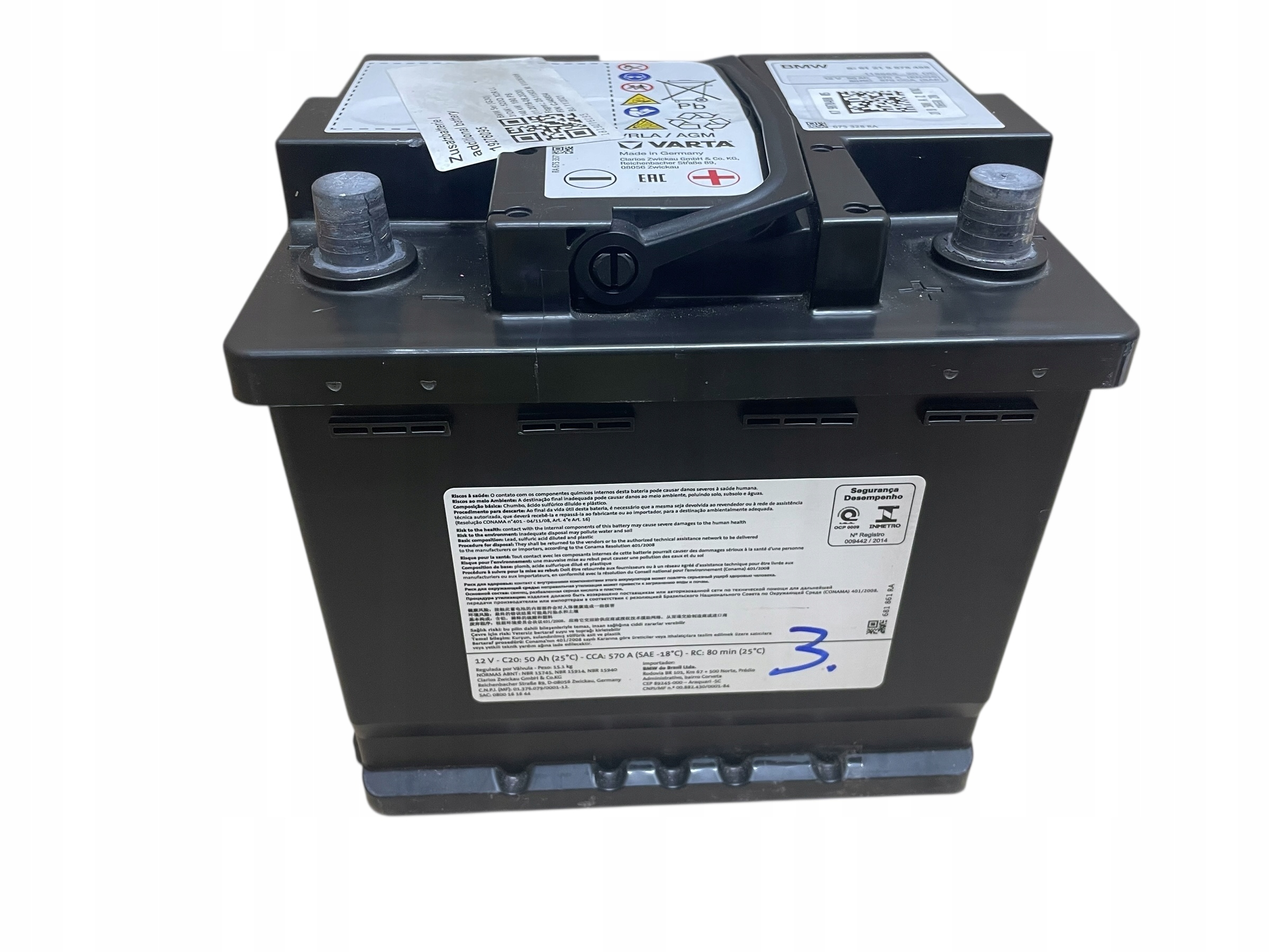 Batteria AGM START-STOP 12V 50AH 570A BMW / MINI 2021R Originale