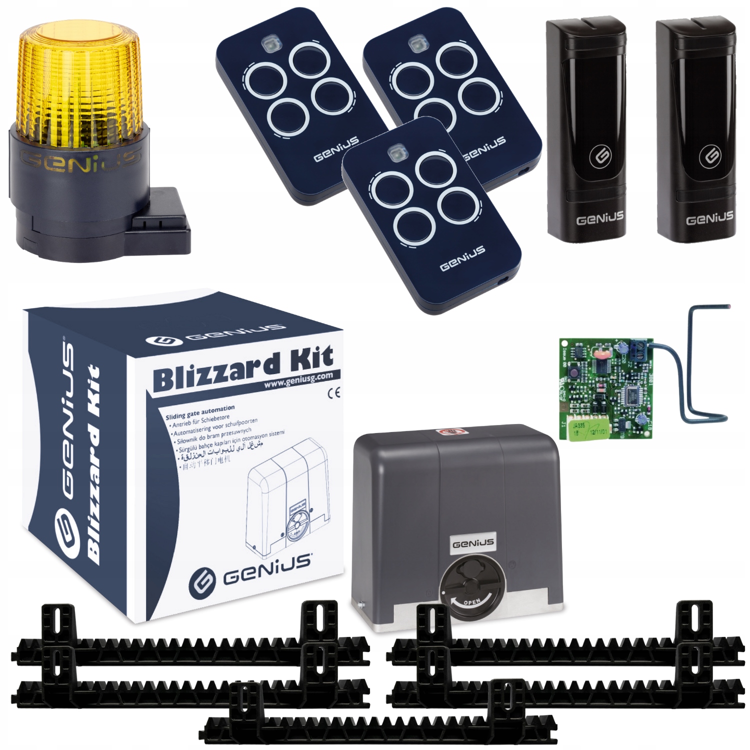 Genius Blizzard 400 Lampa Guard 24V Listwa Pilot Echo 3szt Napęd do bramy