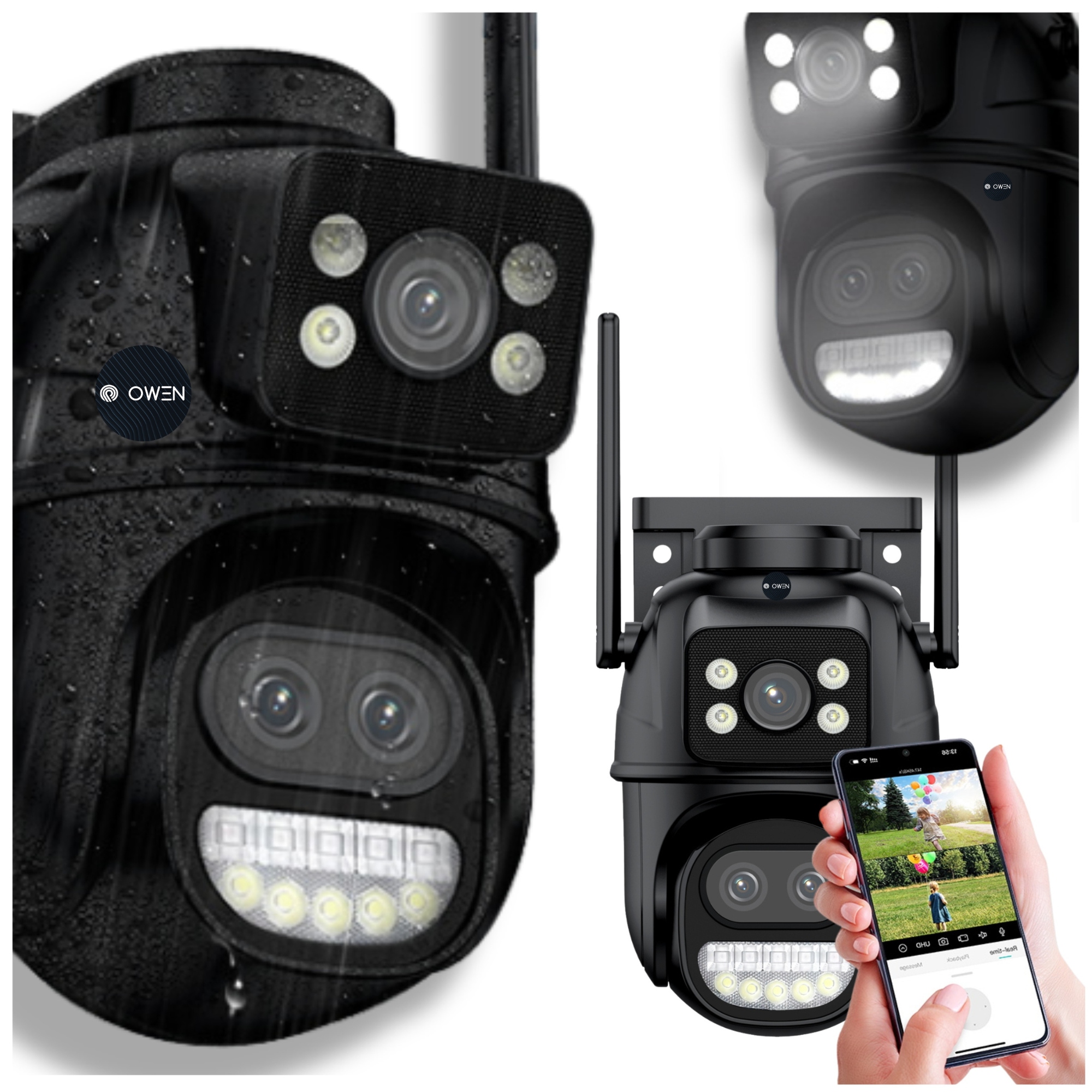 Trojitá Ip WiFi vonkajšia kamera Otočná 8Mp 8x Zoom Icsee Sledovanie 3v1