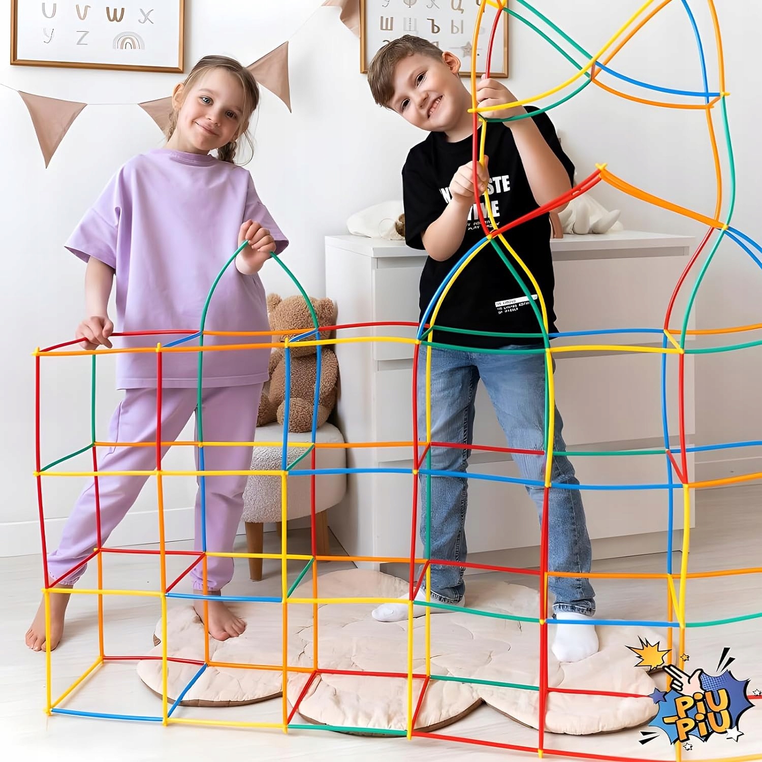 SŁOMKI KONSTRUKCYJNE KLOCKI KUFEREK DUŻY ZESTAW KREATYWNY 800 elem. Materiał plastik