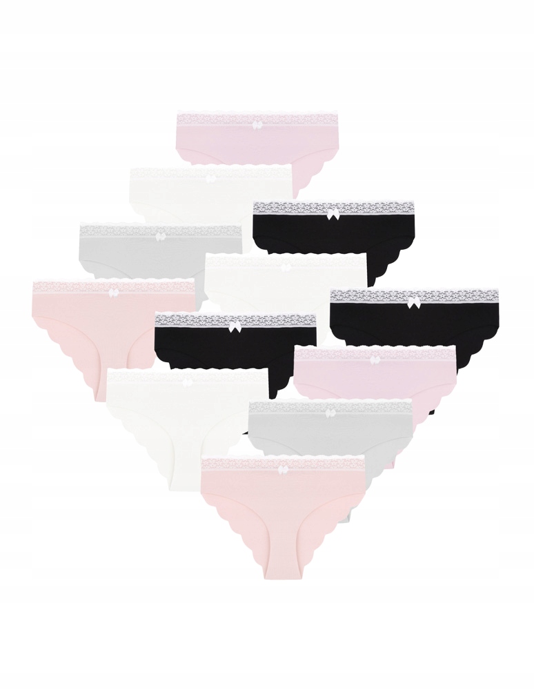 Dámské Kalhotky Kalhotky Bikini Bavlna Laserem Střižené Krajka 12-PACK Moraj XL