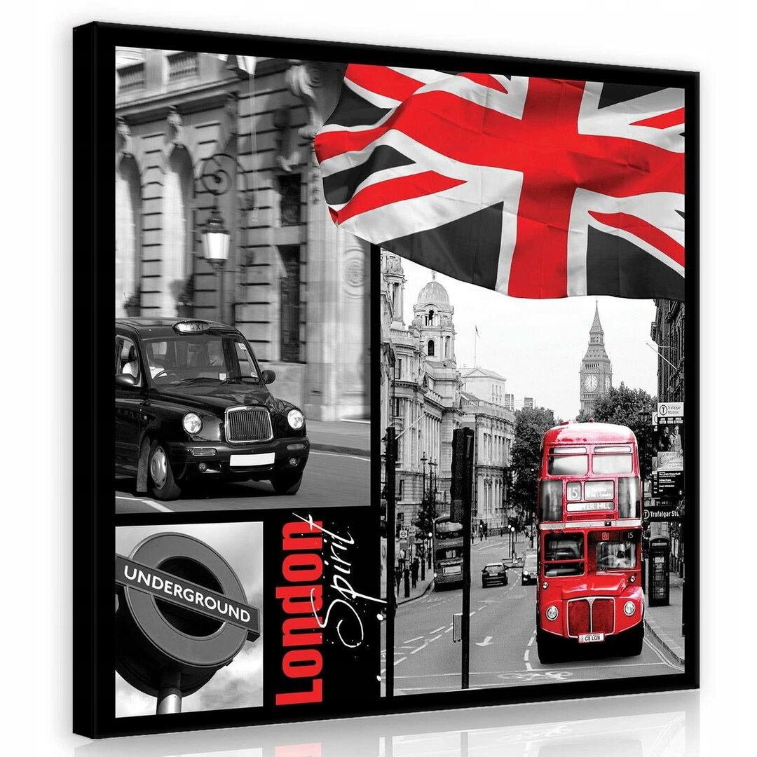 Obraz 80x80 Londýn Velká Británie Union Jack taxi autobus metro
