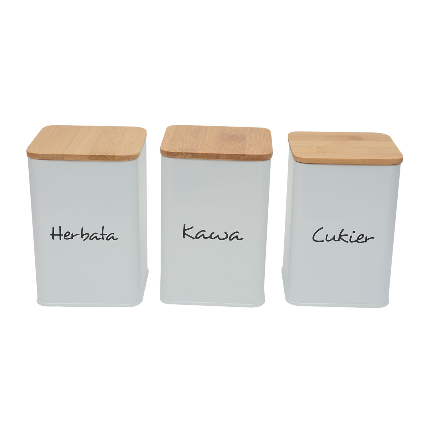 CHLEBAK Z ZESTAWEM 3 pojemniki Herbata Kawa Cukier Kolor biały