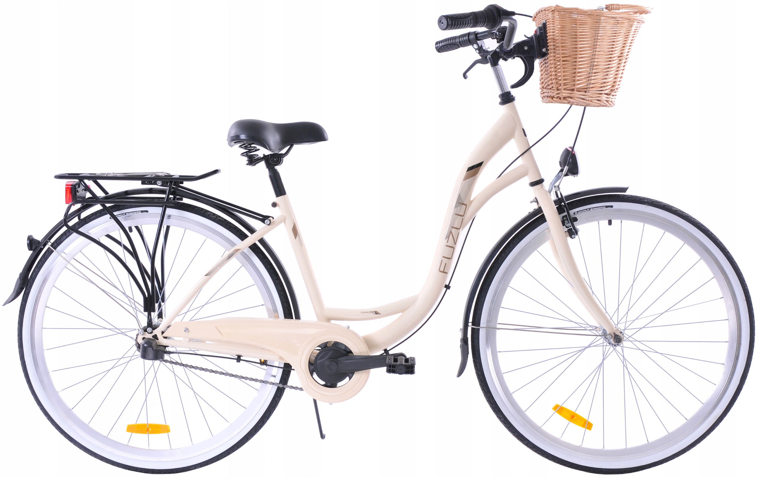 Rower Miejski 28 Damski Fuzlu Arizona 3S Kosz Kremowy