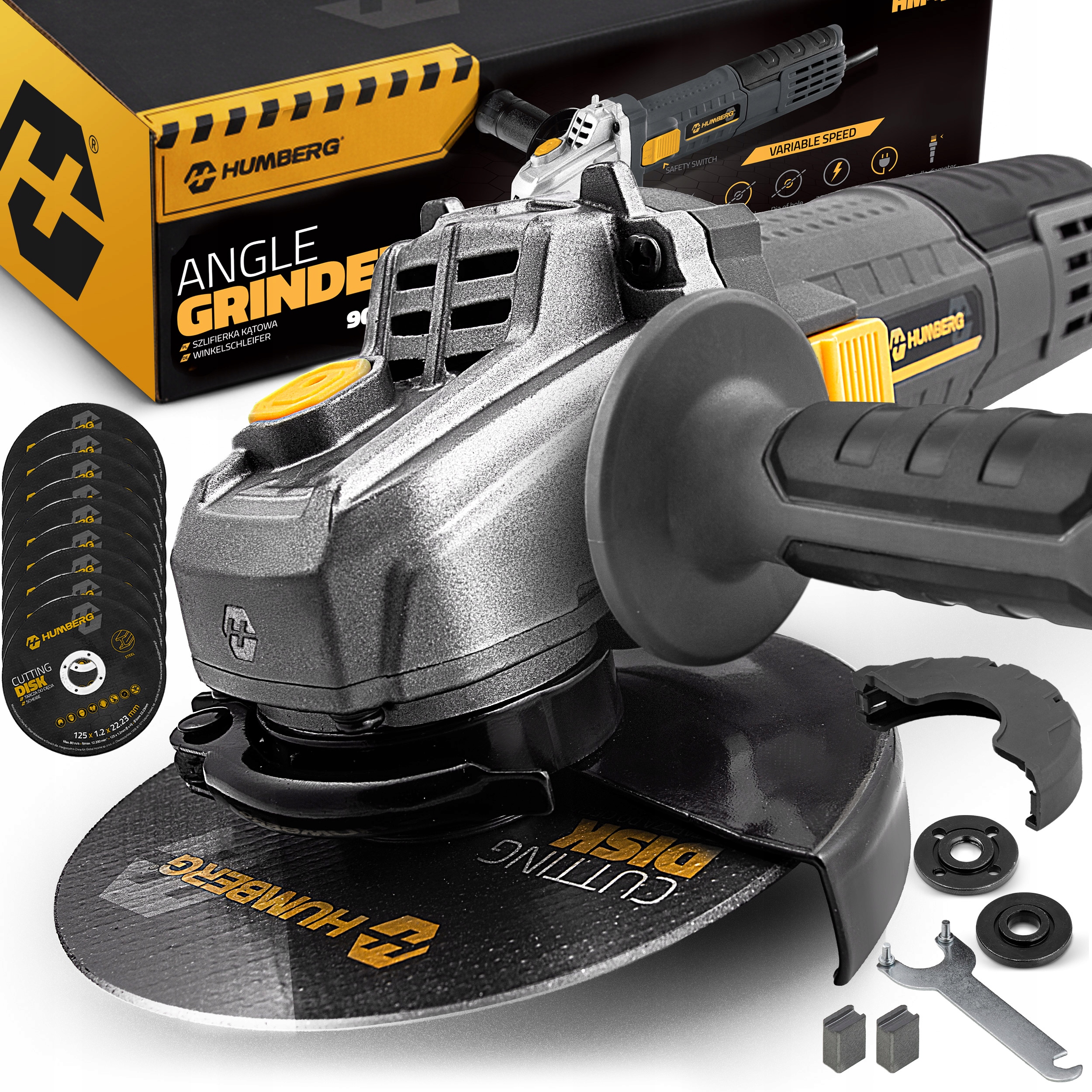 Szlifierka Kątowa Diax 900W Regulacja Obrotów 10 Tarcz 125MM Mocna kątówka