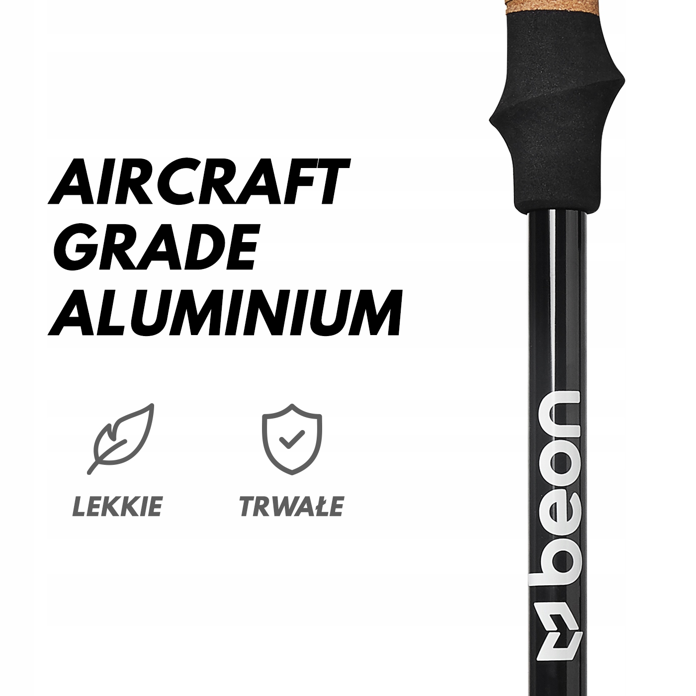 KIJE TREKKINGOWE KIJKI NORDIC WALKING DO CHODZENIA PO GÓRACH SKŁADANE BEON Kolor dominujący czarny