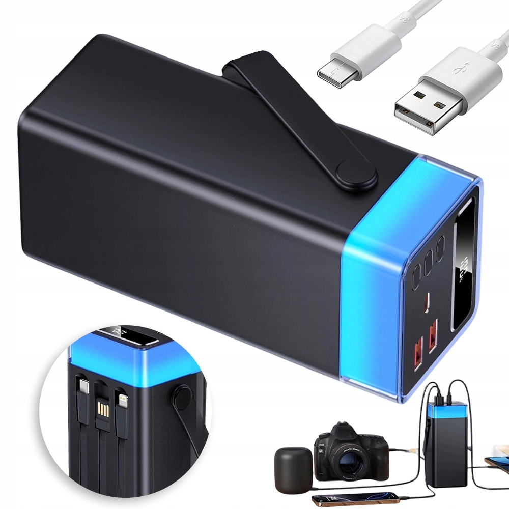 Powerbanka Power Bank Kompaktní bezdrátové nabíjení s vestavěným kabelem