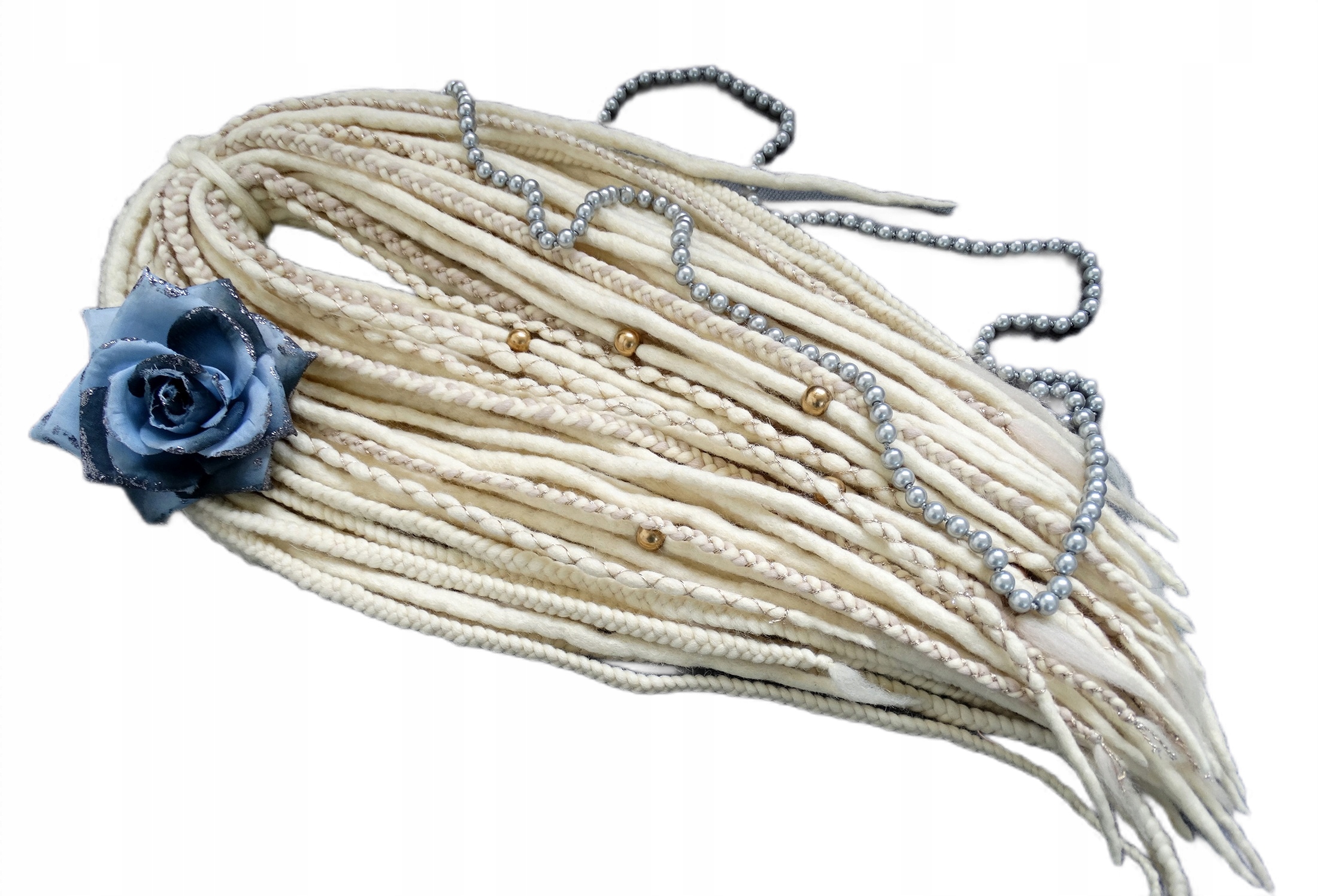 Dredloky Dredy Vlněné ručně vyráběné, světle blond béžová, Zlatá Euforie, 40 kusů