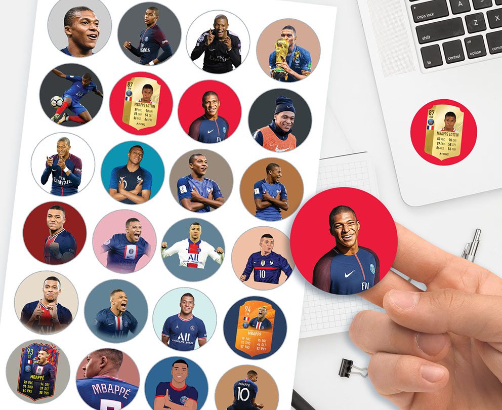 MARKOWE NAKLEJKI MBAPPE SUPER JAKOŚĆ 24SZT Stan opakowania oryginalne