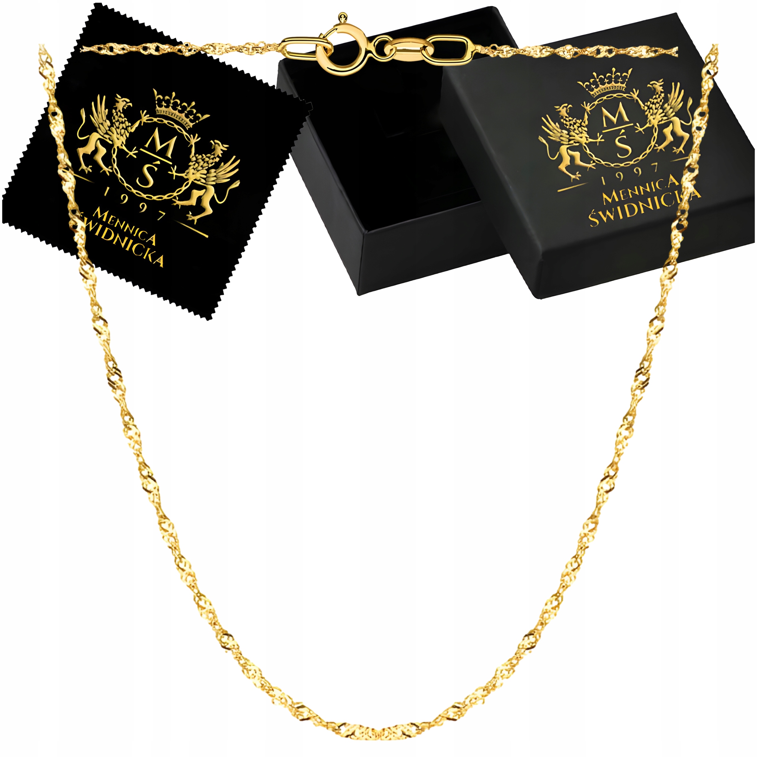 Krásný Zlatý Kroucený Řetízek Singapur 42 CM Zlato 585 Jako Dárek