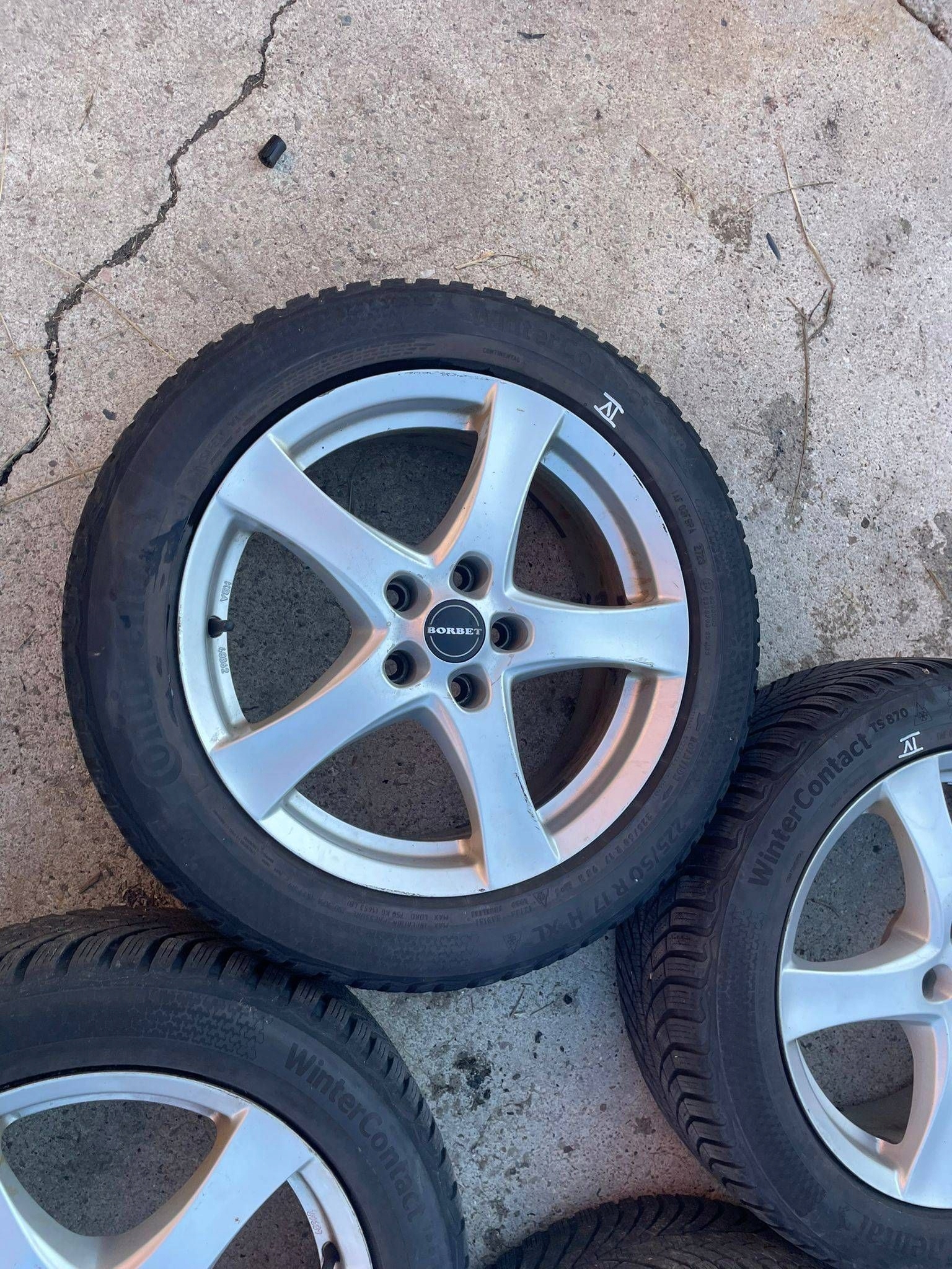 wheels disc discs aluminium tyre CONTINENTAL 225/50R17 ZIMA