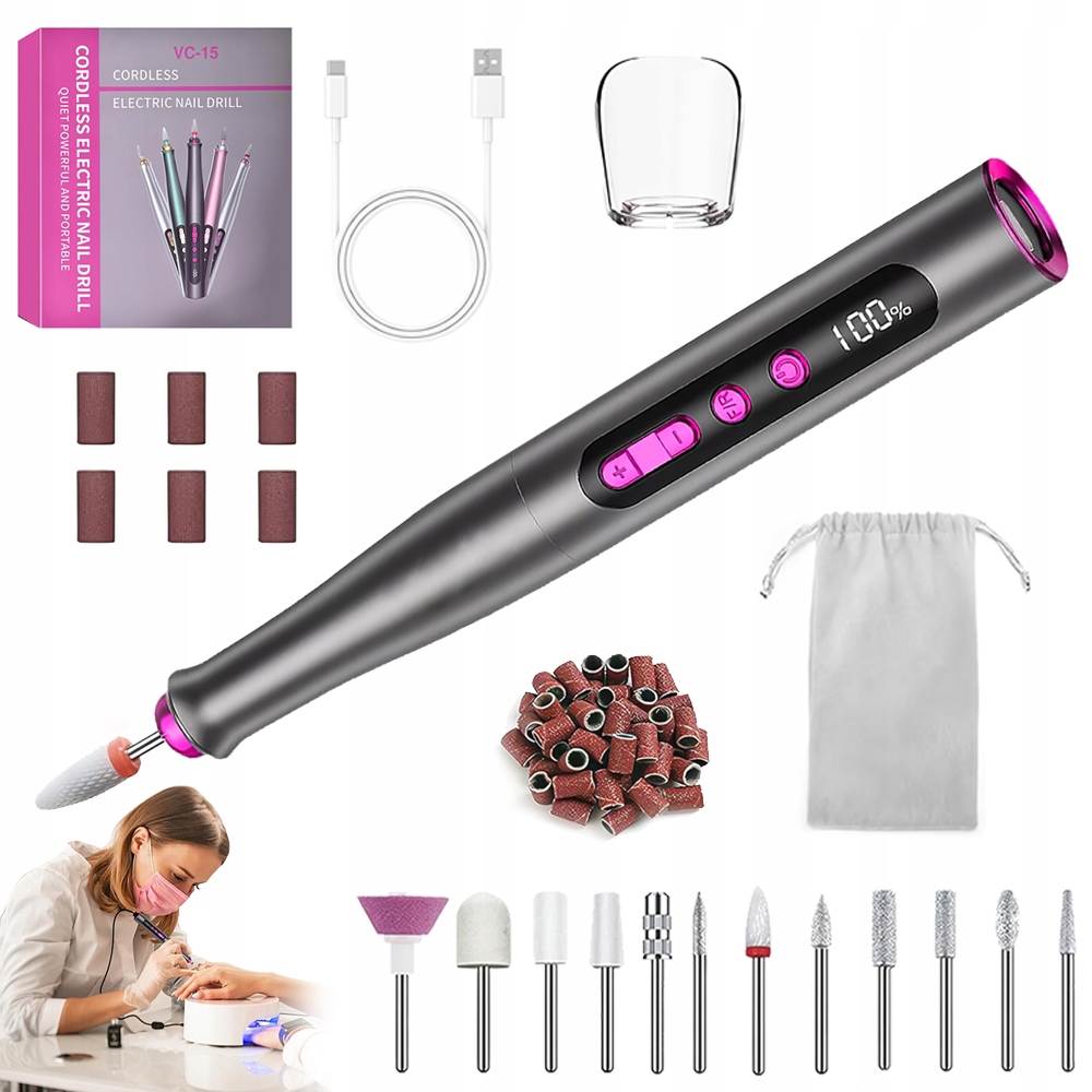 Přenosná Výkonná Bruska Na Nehty Sada Pro Péči O Nehty Výkonná