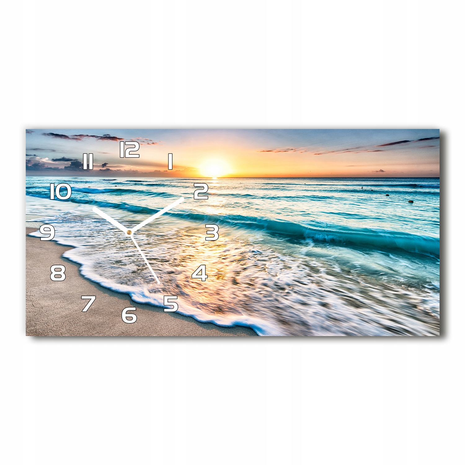 

Zegar ścienny szklany Zachód słońca plaża 60x30 cm