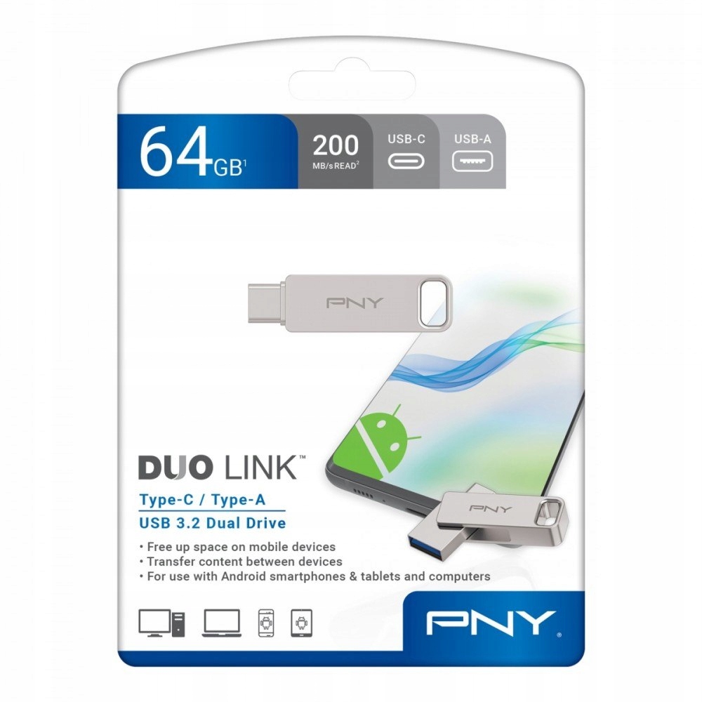 Pny Pendrive 64GB Usb 3.2 Duo-Link P-FDI64GDULINKTYC-GE