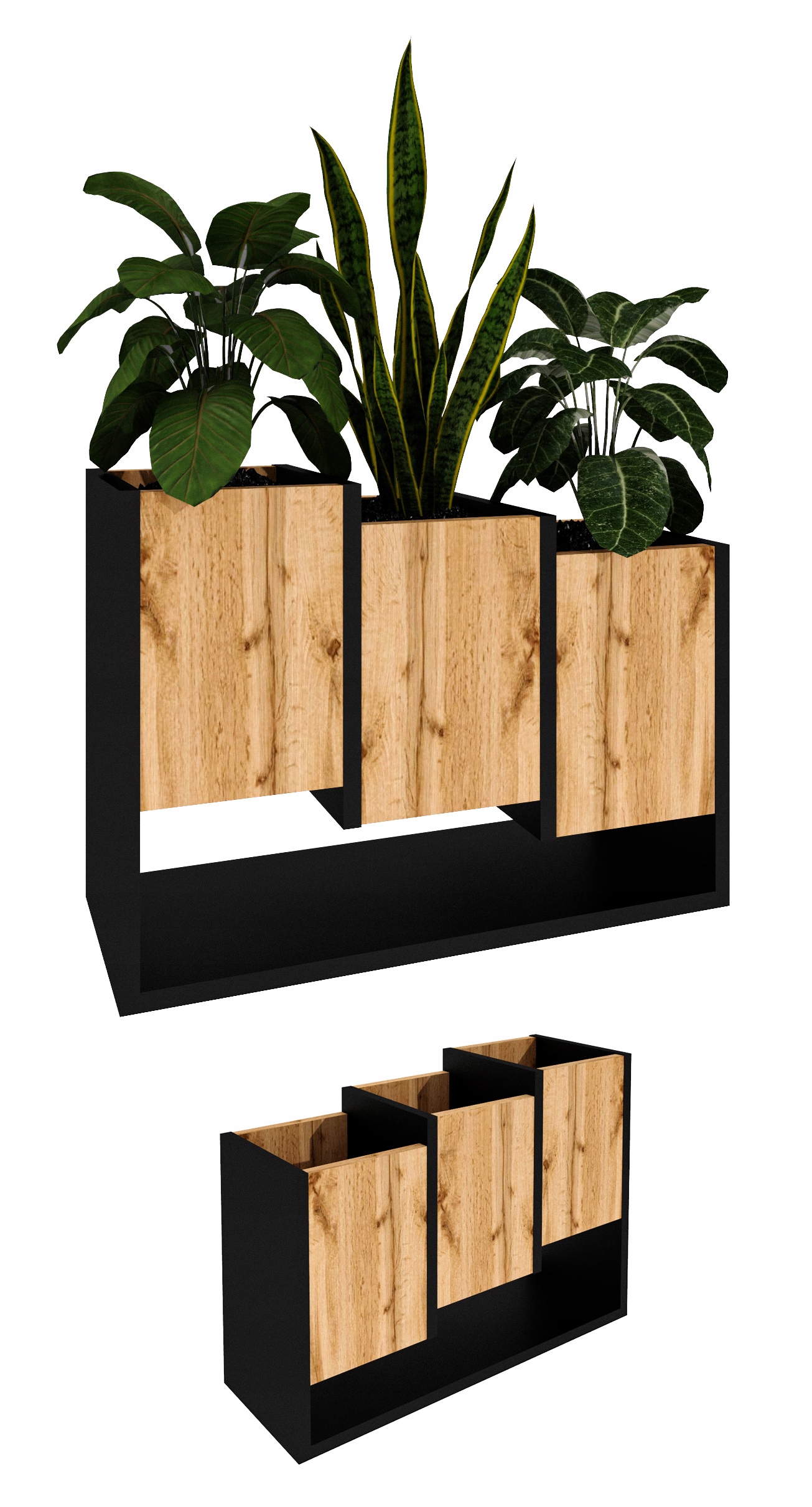 Stojanový květináč do domu na květiny loftový dům květináč Dub Wotan