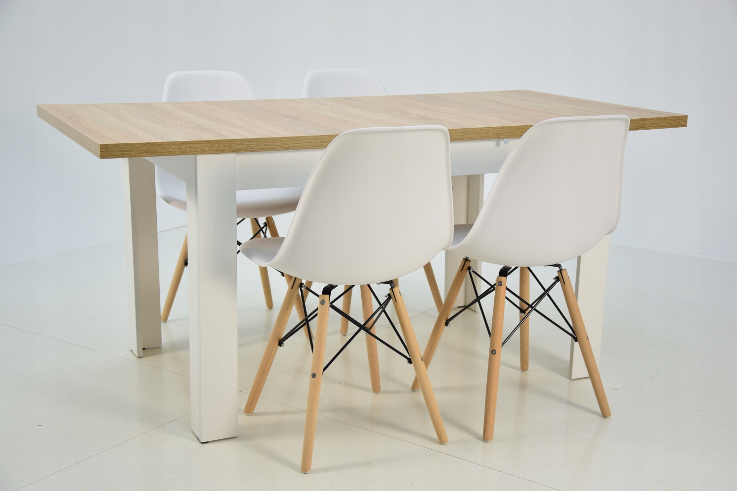 Skandynawski stół +4 krzesła białe nogi drewno buk Liczba elementów w zestawie 5