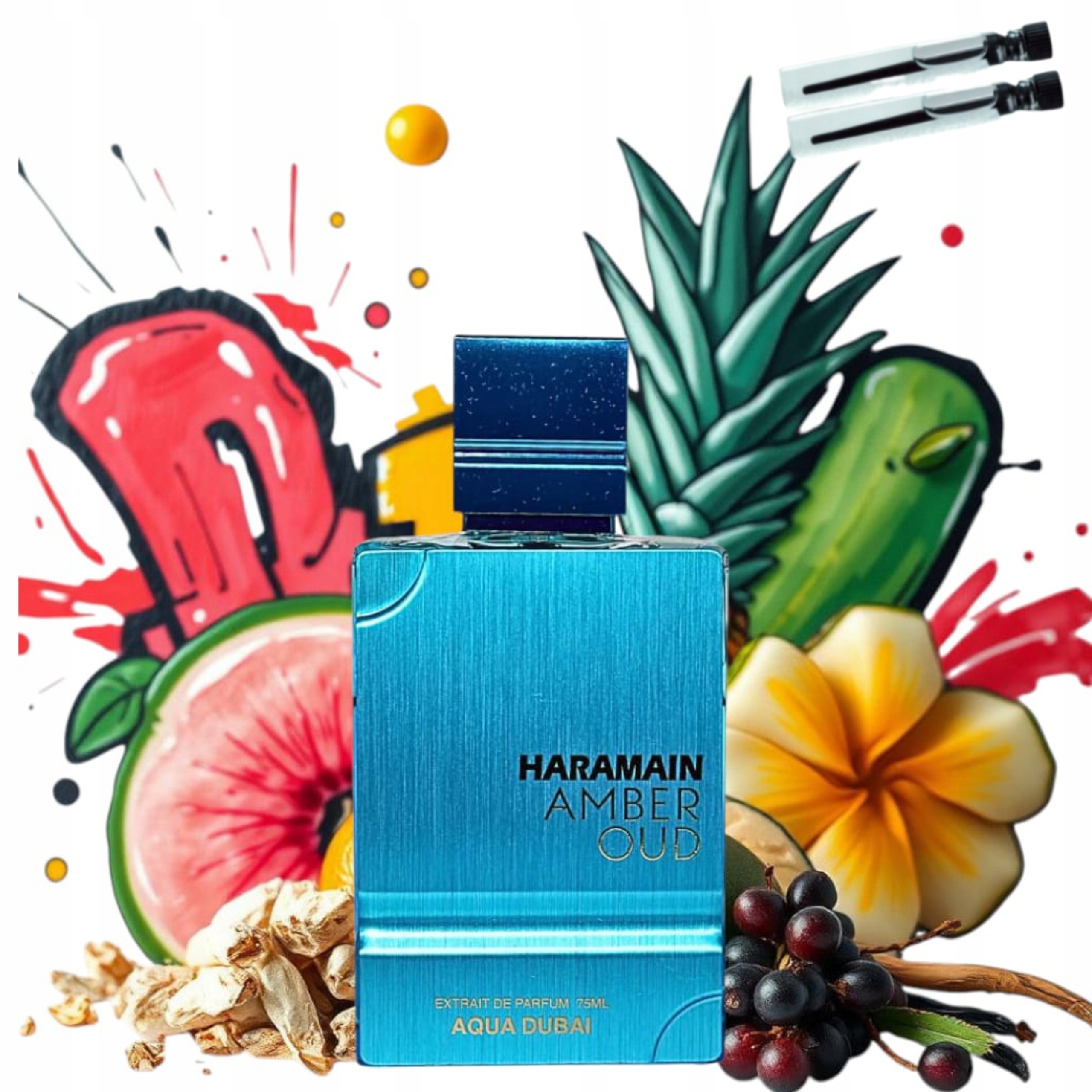 Perfumy Al Haramain Amber Oud Aqua Dubai Extrait 100ml 2 Próbki