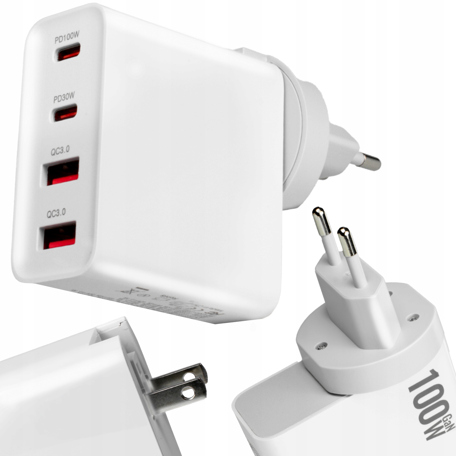 Ładowarka sieciowa 100W 4 Potrów Usb Typ-C z Szybkim Ładowaniem Qc 3.0 Pd