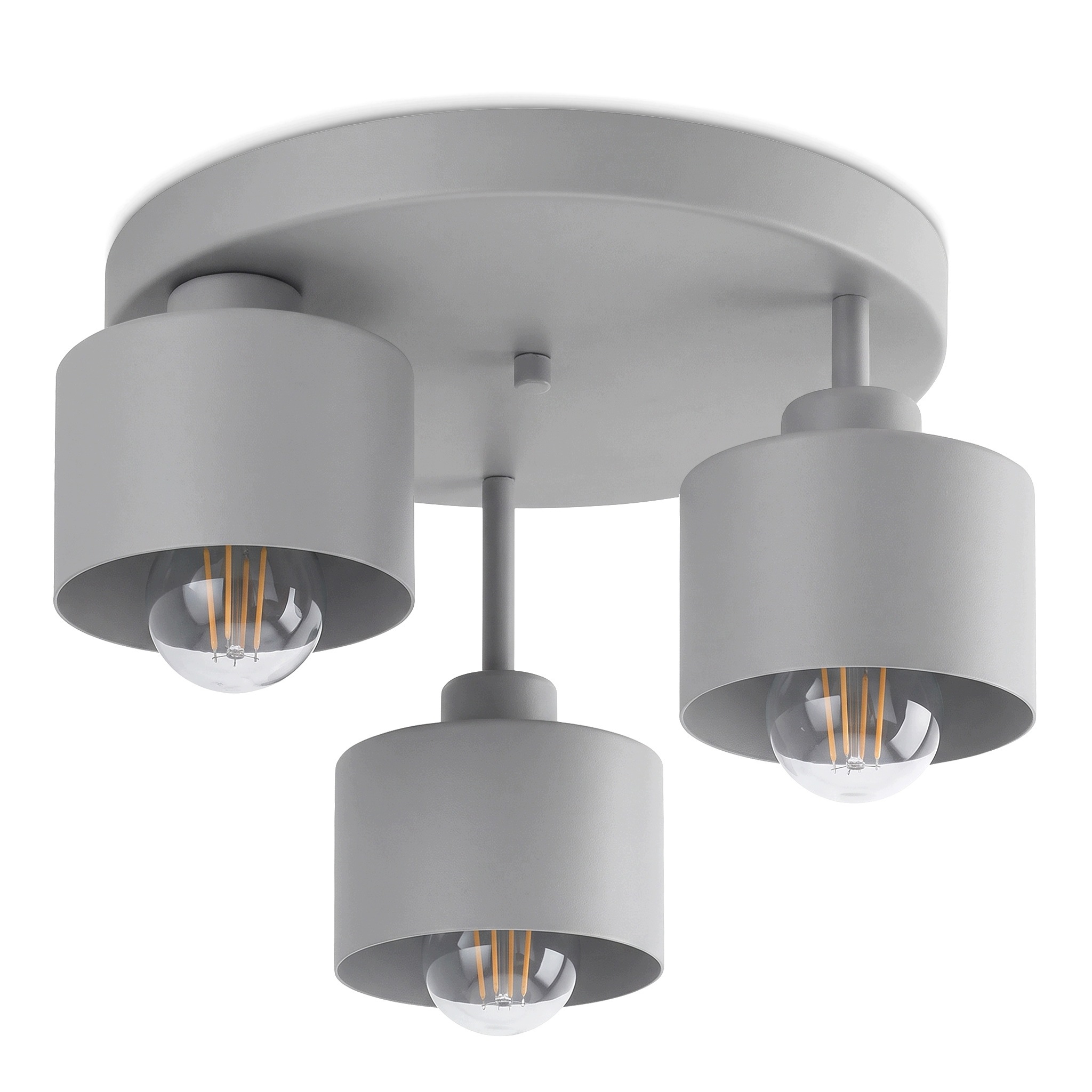 Lampa Sufitowa Żyrandol Plafon 3xE27 Szara Cementowa Urban GrayRoller Loft