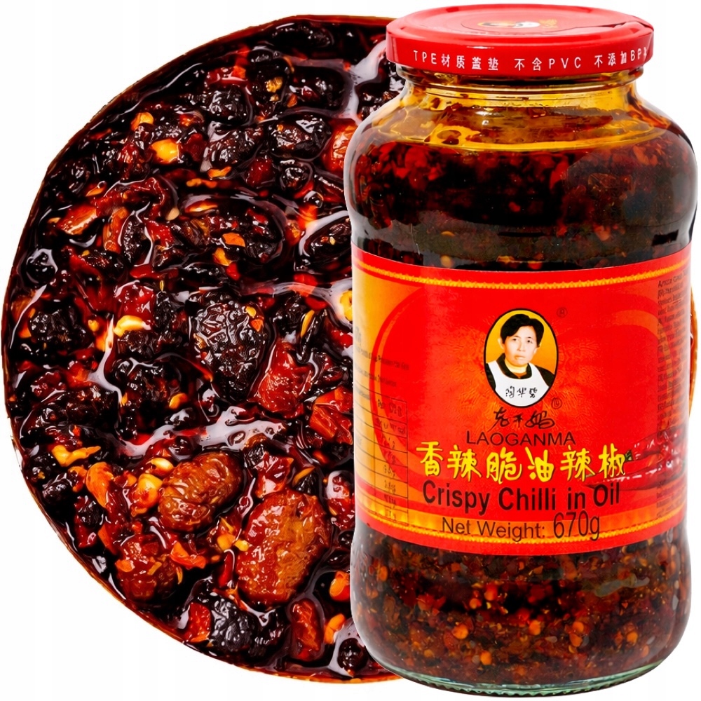 Křupavé Chilli s cibulí v sójovém oleji Crispy Hot Chilli 670 g Laoganma