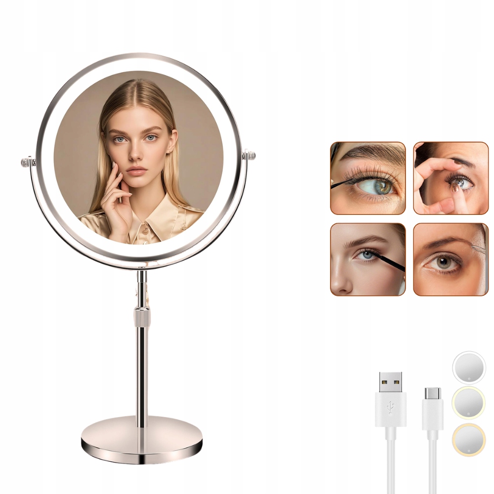 Nástěnné Led kosmetické zrcadlo na make-up, zvětšovací, otočné o 360°