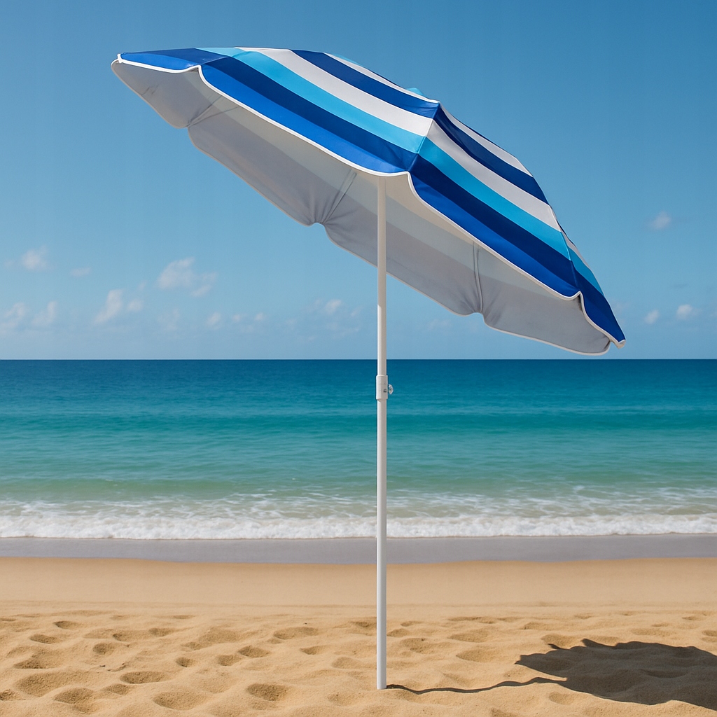 Parasol plażowy ogrodowy składany na balkon 180cm Paski biało-niebieskie — 20