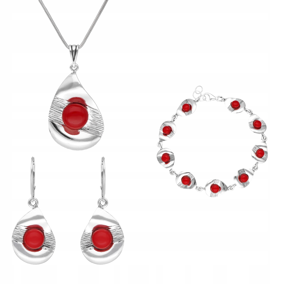 Komplet s korálem stříbro