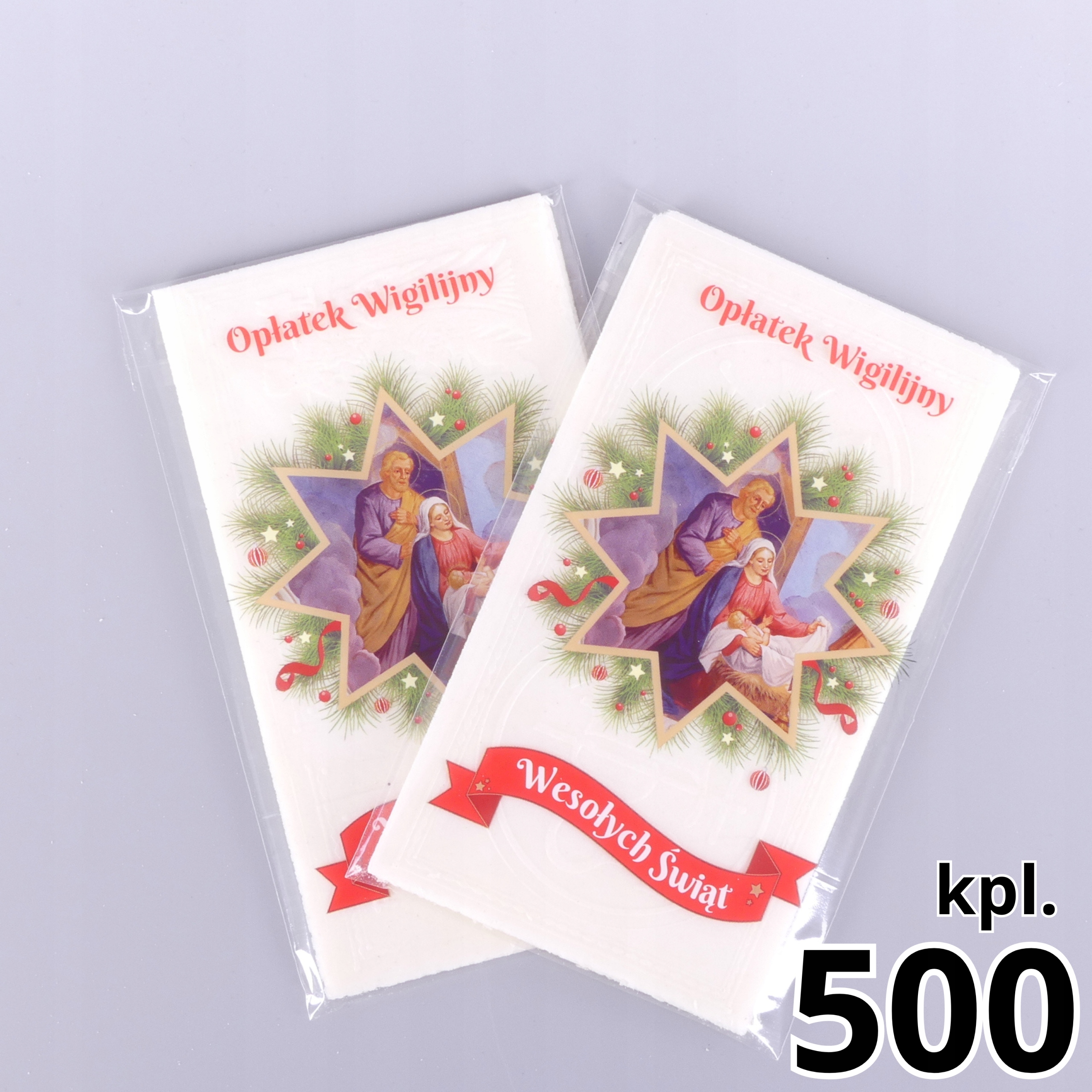 Opłatki Wigilijne 500 Kompletów: 3 Duże 2 Małe W Folii Kolorowej