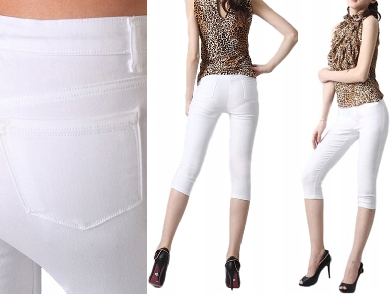 

Białe Spodenki Rybaczki Legginsy Polska Bawełna 46