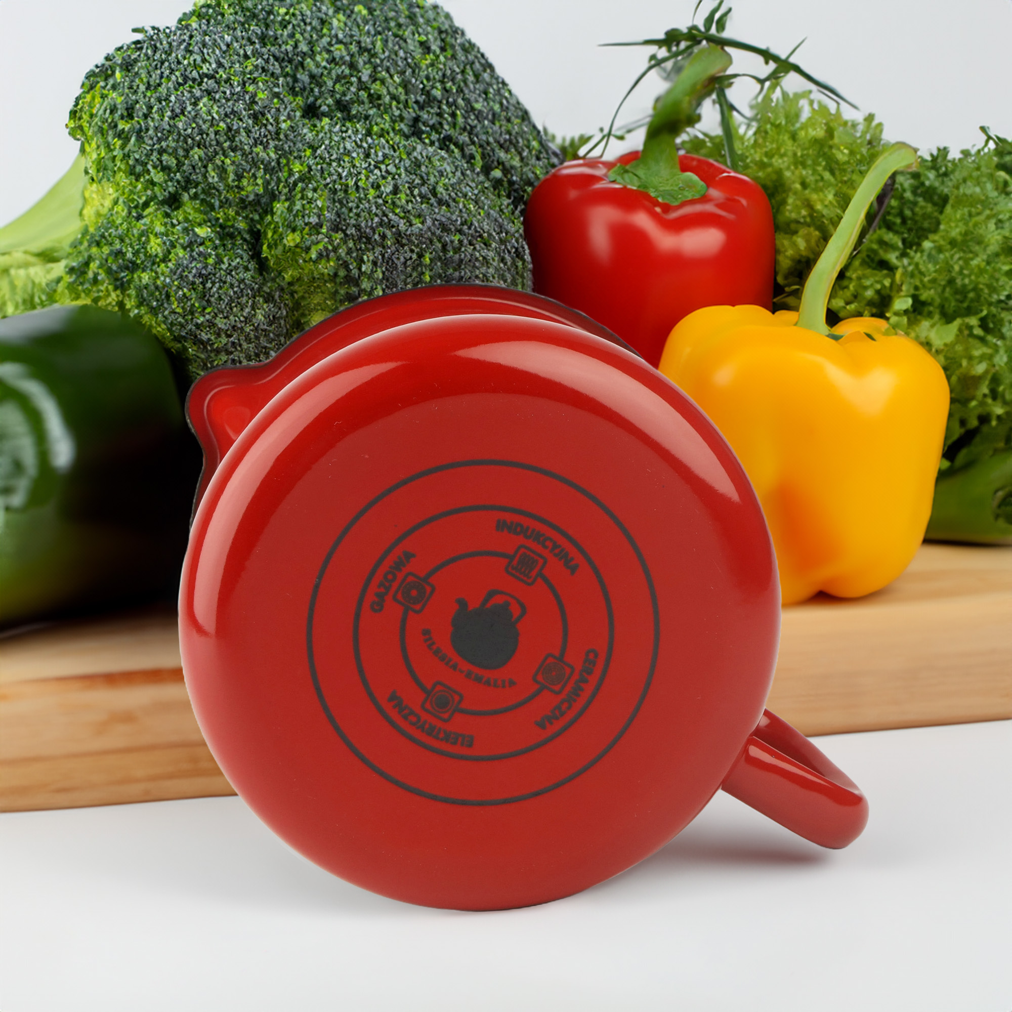 EMALIOWANY KUBEK Z WYLEWKĄ DZBANUSZEK NA KUCHENKĘ Z DZIÓBKIEM 1,7L CZERWONY