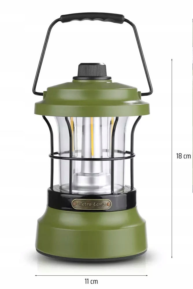 Lampa kempingowa LED w stylu retro z funkcja powerbanka 3000mAh, Zielona M Marka inna marka