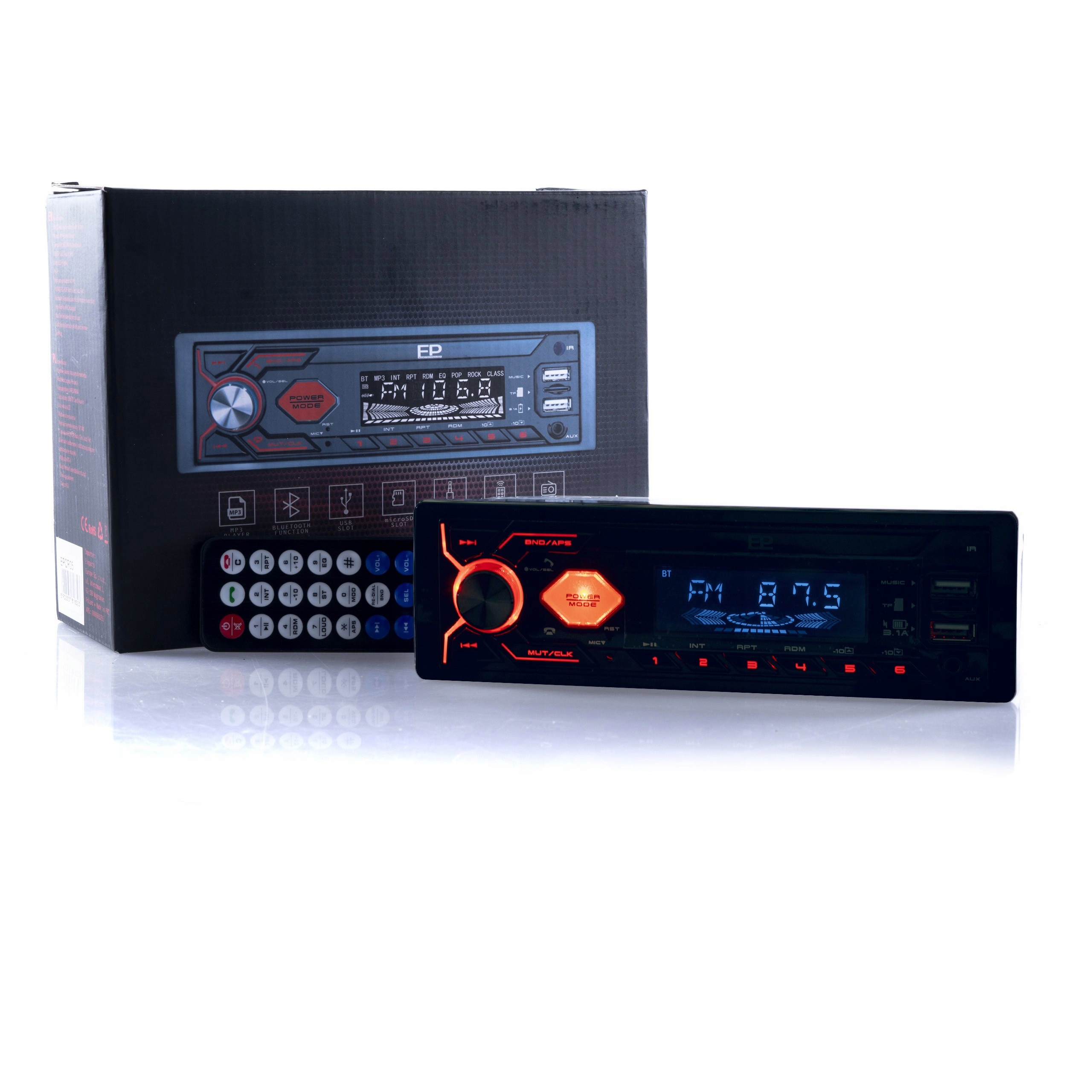 Autorádio 1DIN Usb Bt Aux EPCR05R černé