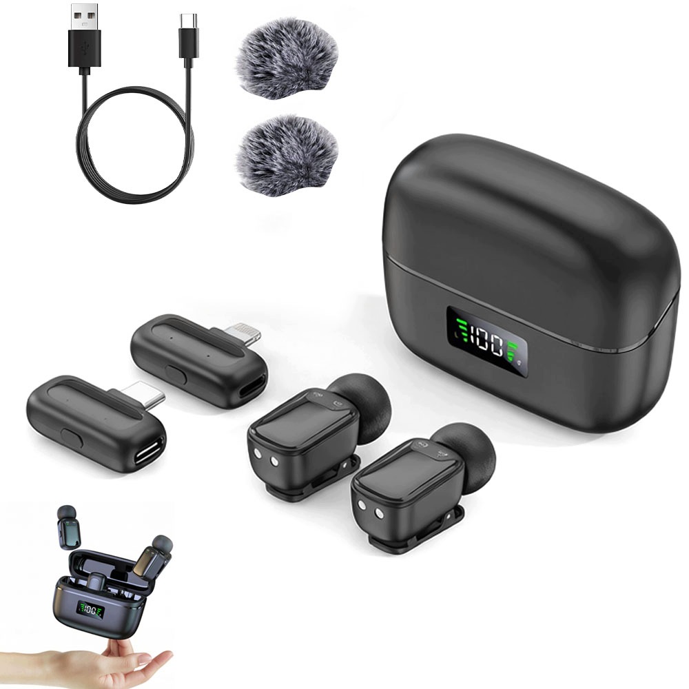 Bezdrátový kravatový mikrofon mini Usb Usb-c pro počítač, černý