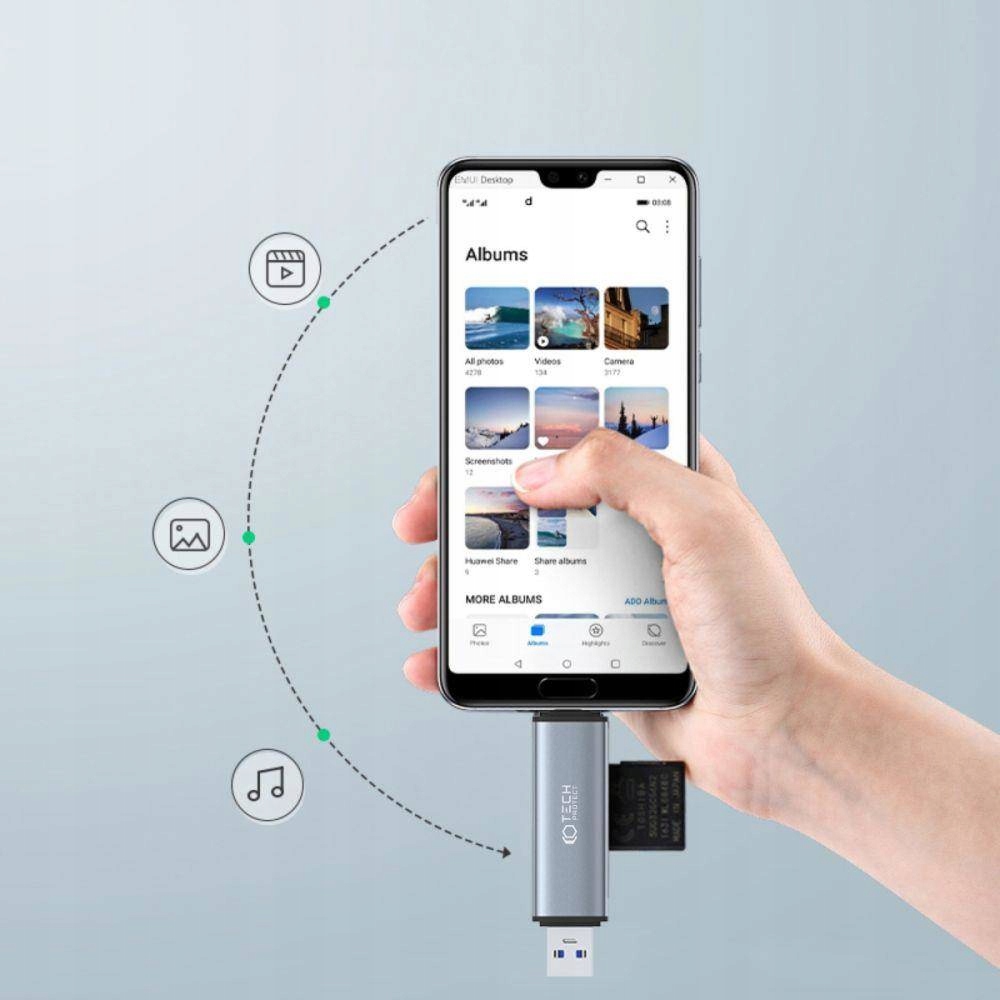 Adapter USB + USB-C Czytnik Kard SD + microSD Producent inny