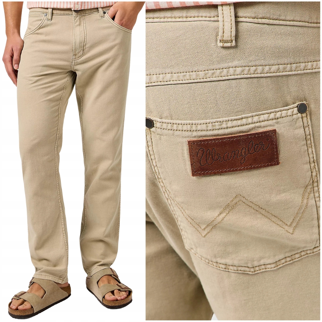 Wrangler Greensboro tenké béžové rovné látkové kalhoty W42 L34