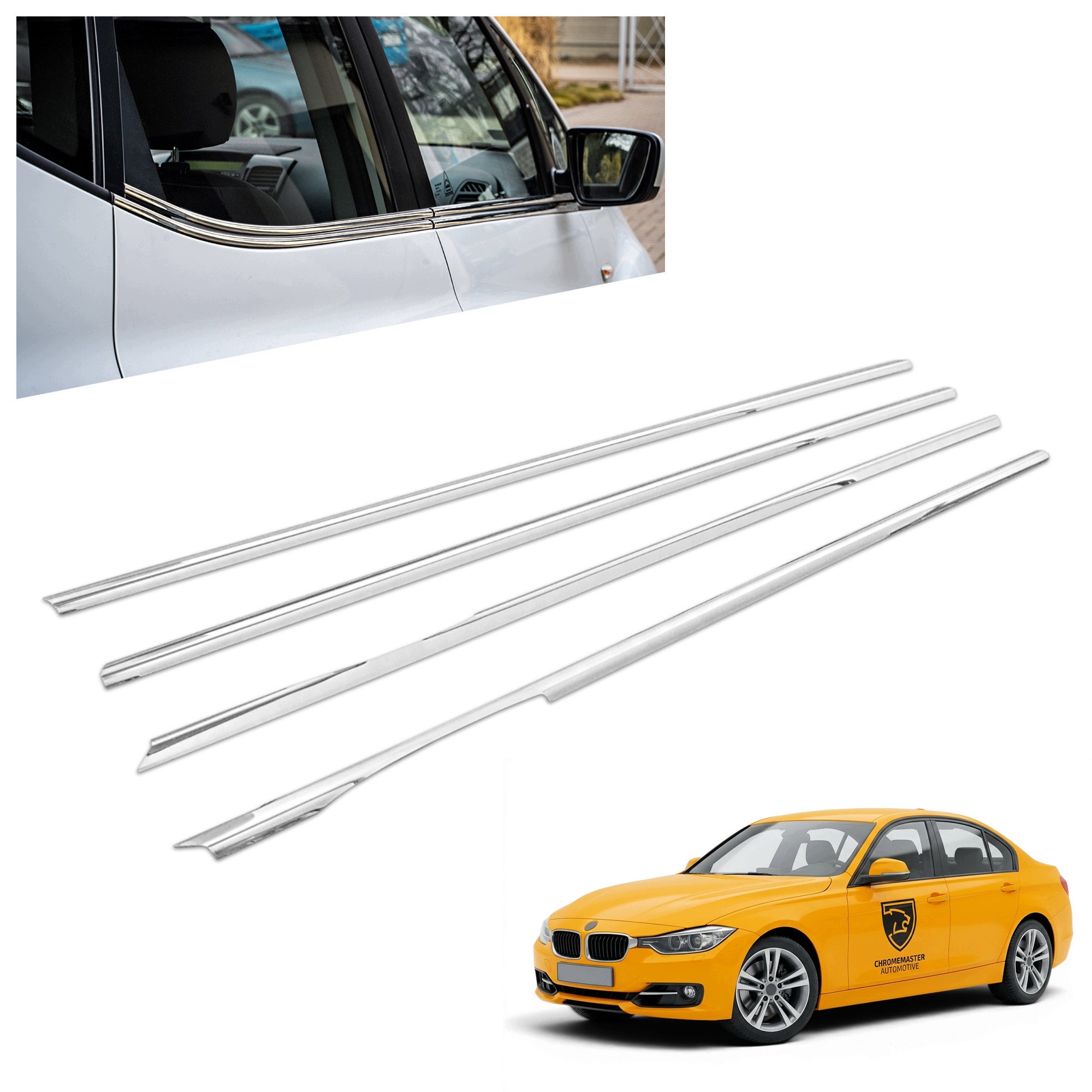 Okenné lišty pod bočné sklá pre Bmw 3 VI F30 2012-2018 Sedan oceľ