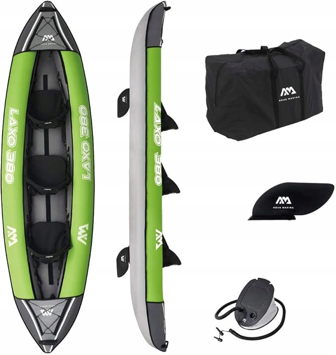 Kajak Pompowany Aqua Marina LAXO-380 3 Osobowy Zestaw Wiosła Pompka Torba
