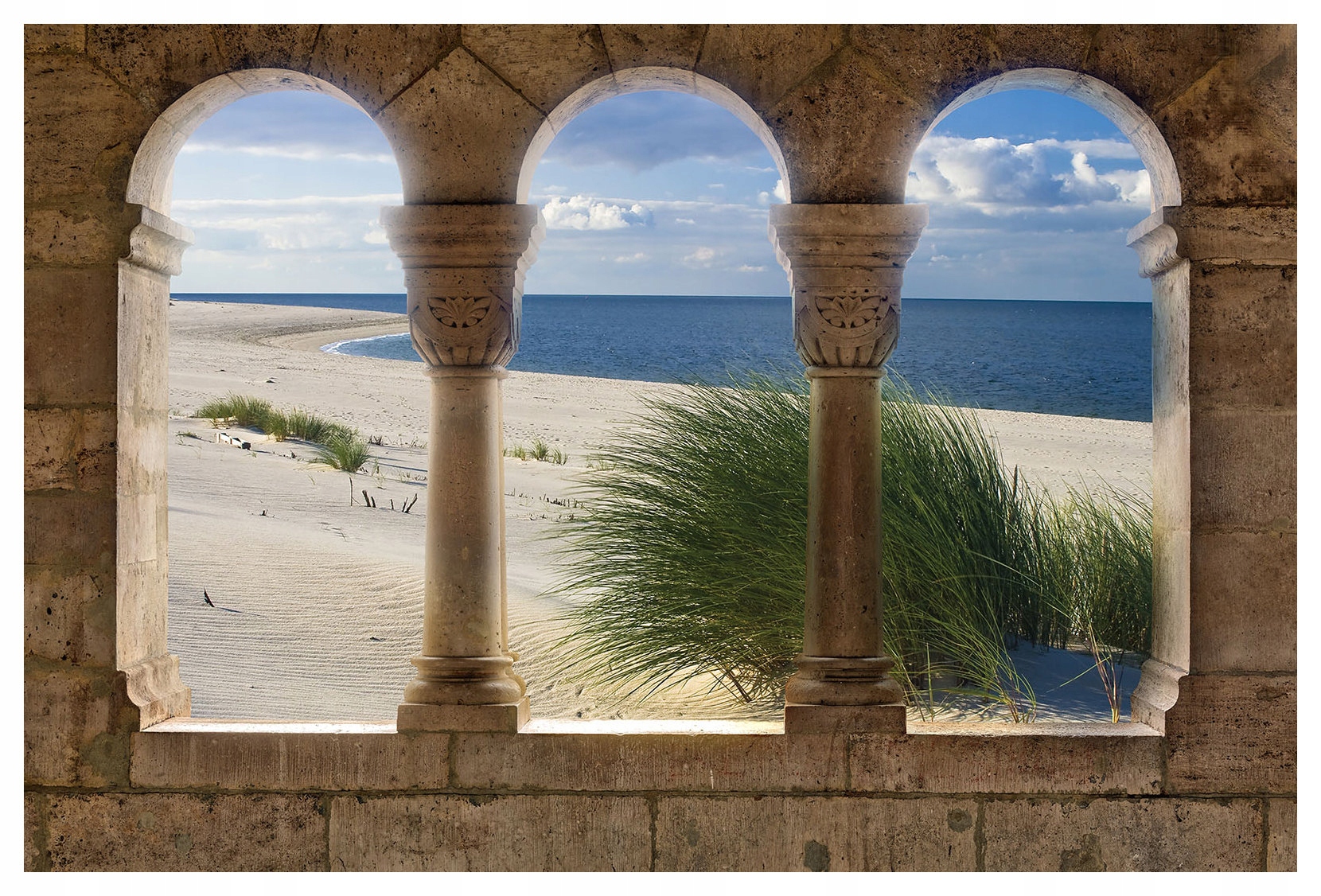 Fototapeta Oblouky Pláž Moře Písek Nebe Krajina Světle Modrá 350x250 lepidlo